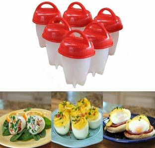 GTC 6 Pack Egg Cooker,Hard & Soft Maker,Egg Cups,No Shell,BPA Free,Non Stick Silicone,Boiled (E 453) E 453 Egg Cooker