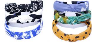 शिवर्थ Knotted Multi Design Classy Headbands Kid/Women Girls, Turban Headband Fashion Cross Knot Hair Bands with Solid Colors (Pack of 6) Any Colour