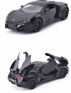 GREAT WORK Diecast Metal Lykan Hypersport Pull Back Toy Car for Kids - Perfect Toys Cars Gift for Girls and Boys (Assorted Colour) black (Black, Pack of: 1)