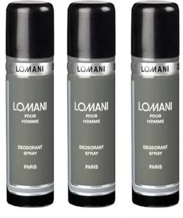 LOMANI Pour Homme Deodorant Body Spray 600 ML ( Pack of 3 ) Deodorant Spray  -  For Men & Women
