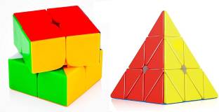 hinik Combo of 2x2 and pyramid triangle high Speed sticker less Puzzle Cube
