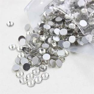 Crafto Round Shapes Crystal Kundans, Stones for Jewellery Making/Decorating & Crafts-Pack of 400 Stones (Silver)