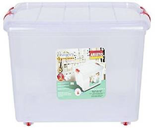 Aristo Multipurpose Plastic Container with Wheels 25 LTR (Transparent) Storage Box