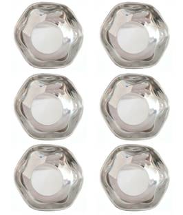 ESS KAY Set of Six latest design hexagonal stainless steel halwa dessert sweet dish quarter plate ( diameter 4.4 inches ) heavy gauge With Mirror Finish Tray