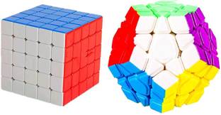 Authfort Speed Cube Combo Set of 5x5 Cube and 3 Layer Megaminx High Seed Stickerless Speed Cube Puzzle Set Toy (Combo(5x5Cube+Megaminx Cube))
