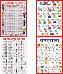 voorkoms 30.48 cm Number ABCD Multiplication tables varmala combo Wall sticker Learning Education for room living room school wall sticker Removable Sticker