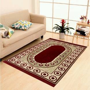 panipat hub Maroon Cotton Carpet