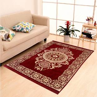 Home Elite Maroon Chenille Carpet