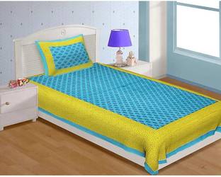 Home@shop 144 TC Cotton Single Jaipuri Prints Flat Bedsheet