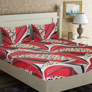 Home Candy Cotton Double Flat 104 TC Abstract Bedsheet