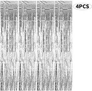 न्यू क्रिएटिवनेस सॉलिड 4 packet of silver curtain गुब्बारा