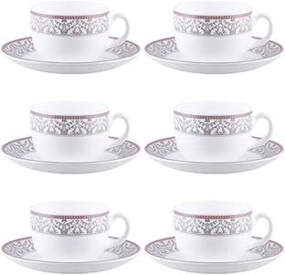 TRENDCARD Bone China Cup Saucer Set (Set of 12pcs)