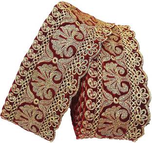 FRENJNI FASHION Lace Reel Velvet Fabric Heavy Finishing Golden Cutting Design Work Trim Ribbon Lace Border Decoration for Saree, Kurti, Dupatta, Dresses etc (8 cm Width, 9 m) (Made in India) Lace Reel