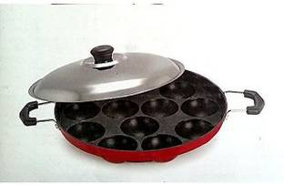 BIGWIN STORE Non Stick 12 Cavity Appam Maker idli maker with Lid (Aluminium, Non-stick) Paniarakkal with Lid 1 L capacity 24.5 cm diameter