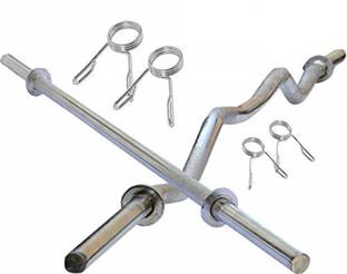 RIO PORT Weight Lifting Rods Combo | 3 Feet Curl Bar With 3 Feet Straight Rod Weight Lifting Bar