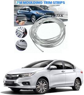 PRTEK Chrome Sticky Car Door Edge Scratch Guard Trim Molding Protector Cover U Shape Air Vent Edge Decoration(3 METER) a11 Matte, Glossy, Chrome Honda City Front Garnish