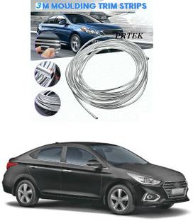 PRTEK Chrome Sticky Car Door Edge Scratch Guard Trim Molding Protector Cover U Shape Air Vent Edge Decoration(3 METER) a188 Matte, Glossy, Chrome Hyundai Verna Front Garnish
