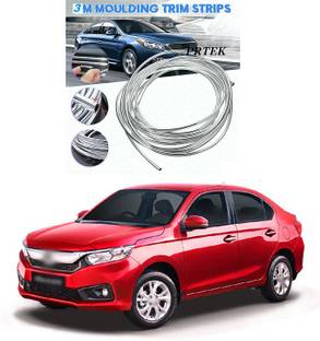 PRTEK Chrome Sticky Car Door Edge Scratch Guard Trim Molding Protector Cover U Shape Air Vent Edge Decoration(3 METER) a35 Matte, Glossy, Chrome Honda Amaze Front Garnish
