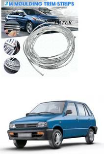 PRTEK Chrome Sticky Car Door Edge Scratch Guard Trim Molding Protector Cover U Shape Air Vent Edge Decoration(3 METER) a231 Matte, Glossy, Chrome Maruti 800 Front Garnish