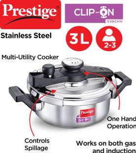Prestige Svachh Clip on 3 L Outer Lid Induction Bottom Pressure Cooker