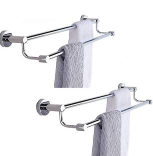 Plantex High Grade Stainless Steel Towel Rod/Towel Rack for Bathroom/Towel Bar/Hanger/Stand/Bathroom Accessories (Pack of 2) 24 inch 2 Bar Towel Rod