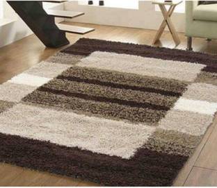 RM Handloom Brown Blended, Polyester Area Rug