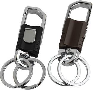Bambble Full Metal Branded Unisex Press Button Multipurpose Simple Design Durable Hook Style Keychain with 2 Ring for Bikes Car Home and Gifting Purpose 2 Pack Key Chain