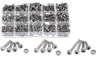 GSK Cut Nut & Bolt Set Stainless Steel Allen Hex Socket Head Cap Screws & Nut 280 pcs, M3/M4/ M5 Kit