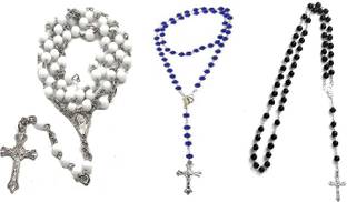 CResha Small Beads Catholic Rosary Necklace for Men and Women Metal Locket