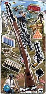 Kmc kidoz pubg theme gun toys set with assault rifle, toy knife, water and soft foam bullets and combat cards target shooting role play game for kids (pubg theme gun)-Multi color Guns & Darts