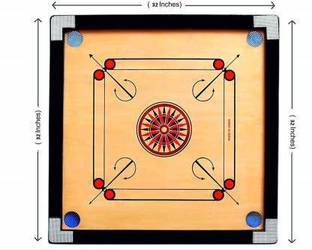 URBAN HAAT Matte Plywood Finish Full Size 32 Inch Carrom Board Along with Wooden Coins, Stiker and Disco Powder (32*32 Inch) Carrom Board Game