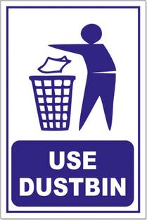 Masstone Use Dustbin Sign board 8 inch x 12 inch Emergency Sign