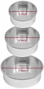 Msquare Supplies Aluminium Cake Mould 5,6 & 7 inches Diameter and 2.25 inch Height Round