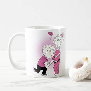 V Kraft "Man Kissing Pregnant Belly of His Wife" quote beautiful white Ceramic with Handle-Perfect Gift to Anyone On Any Occasion | Coffee & Tea Cup | Pack of 1, 330ml Ceramic Coffee Mug