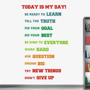 WALL STICKS 105 cm Today Is My Day Be Ready To Learn Inspirational Motivational Quotes Colourful Non-Reusable Sticker
