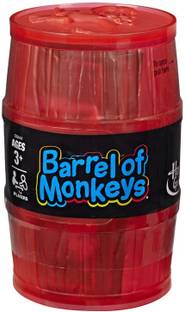 हस्ब्रो गेमिंग Barrel of Monkeys Neon Pop Game Monkey Chain Game for Kids Ages 3 and Up for 1 or More Players बोर्ड गेम