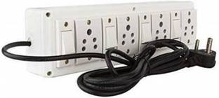 Zodias 4Nos Socket & 4Nos Switch Heavy Duty White PVC Extension Board With 5 Meter Wire 5 A One Way Electrical Switch