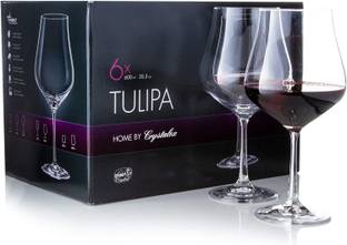 Bohemia Crystal (Pack of 6) Tulipa Red Glass Set Wine Glass