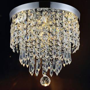 Ganeshart Crystal Glass Chandelier/Ceiling Light with 1 Led Light for Living Room, Restaurants, Hotels, width: 9inch (Light Color: Warm White Chandelier Ceiling Lamp