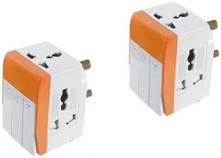 HI PLAST Pin Multi Plug with Individual Switch,Safety Shutter,Fuse and Indicator,Power Plug Adapter 5 A Three Pin Socket PACK (2) Three Pin Plug