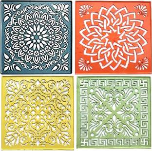 Upyukat Plastic Unique Rangoli Stencils 12X12 Inches- Set of 4 Pcs Rangoli Stencil