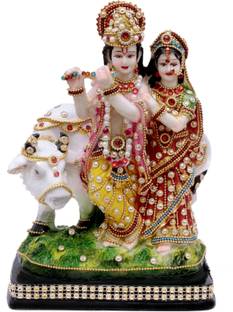 CraftGreen radha krishna cow idol radha krishna cow murti radha krishna cow statue Decorative Showpiece  -  22 cm