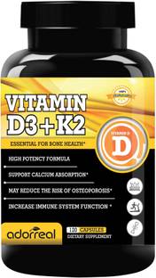 Adorreal Vitamin D3 + K2 Essential for Bone Health (Pack of 1)
