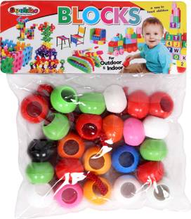 Seekho Plastic Beads, Multicolour, Large Size, Also know as Craft Beads, Rope Beads Toy Set For kids in Transparent Bag, with laces + 3 Years.