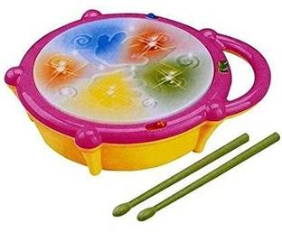 BASICS 21 Musical Flash Drum Toy Set with Flashing Lights for Kids (3+ Years)
