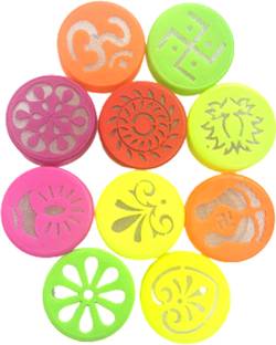 Upyukat Rangoli Filler Stamp- Set of 10 plastic bottles with stamp, Ready to use Designs Rangoli Stencil