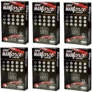 MANFORCE 1500 Dots Litchi Flavoured Premium Condom (60 S) Condom
