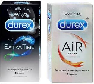 DUREX AiR - Extra Time - Extended Pleasure PassionRaja.com Combo (10s x 2 = 20 Condoms) Condom