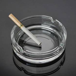 Jivima Glass Round Cigar Cigarette Table top Ash Tray Clear Glass Ashtray