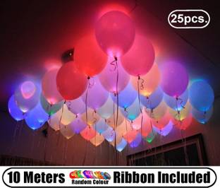 DECOR MY PARTY 9 Inches (Pack of 25) LED Light Balloons for Birthday Decoration, Weddings, Engagement, Baby Shower, 1st Birthday, Anniversary, Bachelors Party, Office Party, Diwali